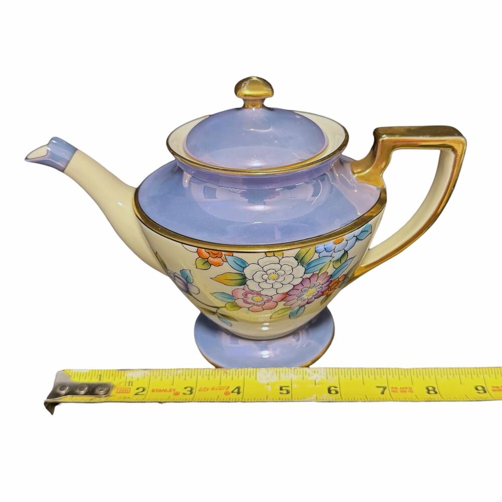 Vintage Noritake Lusterware Hand Painted Japanese Floral Teapot - Picture 8 of 10